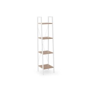 Etajera cu 4 rafturi HM Narvik REG1 34X148X32 cm din metal vopsit alb si PAL sonoma