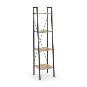 Etajera cu 4 rafturi HM Narvik REG1 34X148X32 cm, metal vopsit negru si PAL