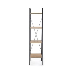 Etajera cu 4 rafturi HM Narvik REG1 34X148X32 cm, metal vopsit negru si PAL