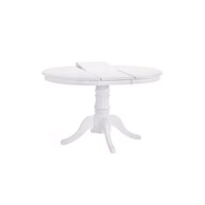 Masa extensibila HM William culoare alb, structura lemn masiv, blat din MDF furniruit, 90X90/124 cm
