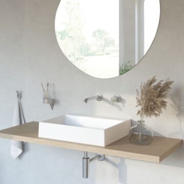 mobilier baie suspendat, lavoar montaj pe blat, Oglinda baie forma neregulata Deante Silia ADI_E841 650X700X10 mm