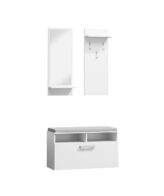 Set pantofar si cuier cu polita din PAL alb SL P003, latime 90 cm