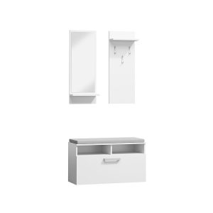 Set pantofar si cuier cu polita din PAL alb SL P003, latime 90 cm