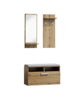 Set pantofar cu cuier cu polita SL P003 din PAL stejar wotan, latime 90 cm