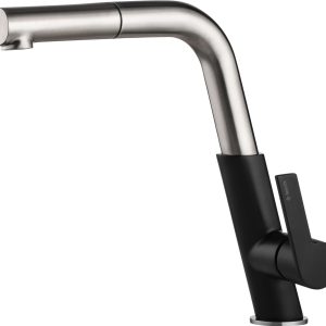 Baterie bucatarie cu dus extractibil Deante Silia BQS_B730 finisaj negru inox periat