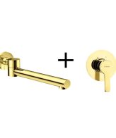 Set baterie lavoar incastrata Arnika si pipa rabatabila Cascada, finisaj auriu