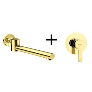 Set baterie lavoar incastrata Arnika si pipa rabatabila Cascada, finisaj auriu