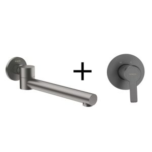 Set baterie lavoar incastrata Arnika si pipa rabatabila Cascada, finisaj titanium