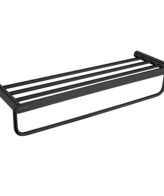 Raft cu suport pentru prosop Deante Round, finisaj negru sau cromat