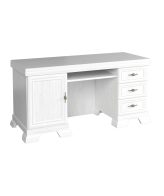 Birou VMB alb antichizat 149X61X75 cm cu 3 sertare, dulapior incorporat si polita culisanta pentru tastatura