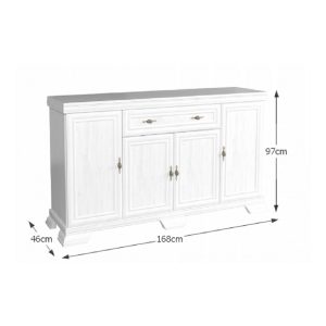 Comoda living VM3 din PAL Alb antichizat 128x46x97 cm