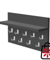 Cuier perete cu polita si 9 agatatori din PAL melaminat Antracit 70x45 cm