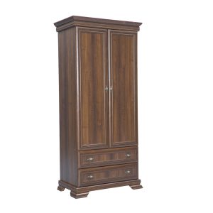 Dulap haine VMS1 nuanta nuc cu usi duble, 2 sertare si bara umerase, 49x88x193 cm