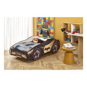 Pat copii HM Batcar 150x74x54 cm, structura din PAL, saltea inclusa