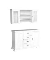 Set comoda living VM3 si vitrina suspendata VMN4 PAL alb antichizat 128x46x97 cm