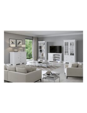 Vitrina living VMW2 din PAL alb antichizat 88x40x193 cm