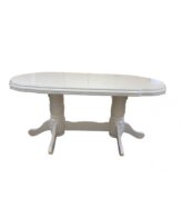 Masa extensibila living SB Nork 160-198 cm, alba, structura lemn masiv, blat MDF furniruit