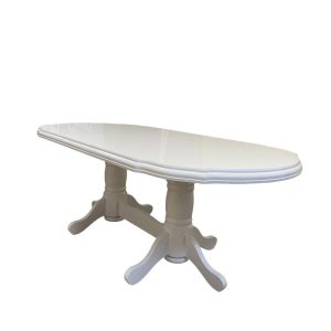 Masa extensibila living SB Nork 160-198 cm, alba, structura lemn masiv, blat MDF furniruit