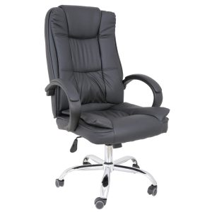 Scaun directorial BARI cu baza din metal cromat si tapiterie piele ecologica, max 110 kg