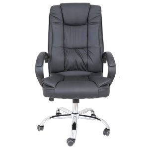 Scaun directorial BARI cu baza din metal cromat si tapiterie piele ecologica, max 110 kg