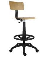 Scaun laborator rotativ din lemn stratificat PRO 002 cu suport picioare si inaltime reglabila