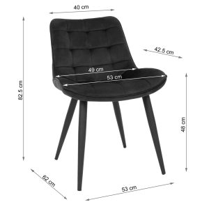 Scaun living Carla cu cadru metalic negru si tapiterie catifea, diferite culori