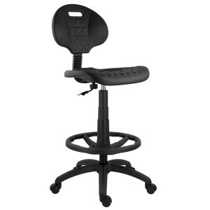 Scaun laborator rotativ negru Work 002 cu suport picioare, inaltime reglabila si tapiterie poliuretan