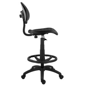 Scaun laborator rotativ negru Work 002 cu suport picioare, inaltime reglabila si tapiterie poliuretan