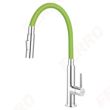 Baterie bucătărie flexibilă verde Ferro Zumba Slim 2F