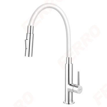 Baterie bucătărie flexibilă albă Zumba Slim 2F