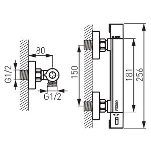Baterie dus cu termostat Ferro Trinity TRM7