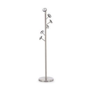 Cuier pom metalic HM W64 cu finisaj cromat, diametru baza 39 cm, inaltime 183 cm, 6 agatatori