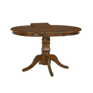 Masa extensibila HM William nuanta nuc, structura lemn masiv, blat din MDF furniruit, 90X90/124 cm