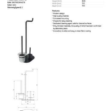 Suport hartie igienica si perie WC Deante Silia