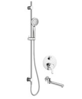 Set baterie incastrata pentru cada, pipa rabatabila si coloana dus Deante Arnika, finisaj crom