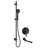 Set de dus Deante Arnika NAC_N9QA cu finisaj negru, baterie incastrata si pipa rabatabila