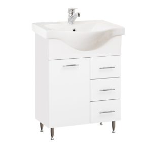 Set lavoar si masca GN1531 55x34x81cm alb, 2 usi si 2 sertare, montaj pe pardoseala