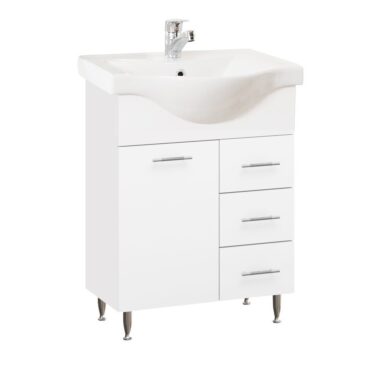 Set lavoar si masca GN1531 55x34x81cm alb, 2 usi si 2 sertare, montaj pe pardoseala