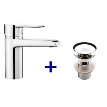Pachet promo baterie lavoar Deante Corio si ventil lavoar, finisaj cromat