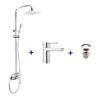 Set promo baie Deante Corio - coloana dus baterie lavoar Deante Corio si ventil lavoar