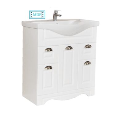 Set Lavoar cu Masca BR0172 din MDF si PAL, 75x45x81 cm, 3 usi si 2 sertare