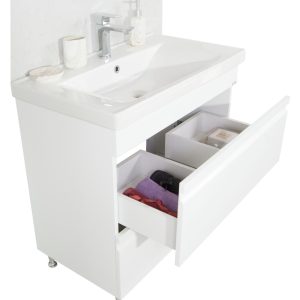 Set lavoar si masca cu sertare BR7861, 80x45x81 cm, alb
