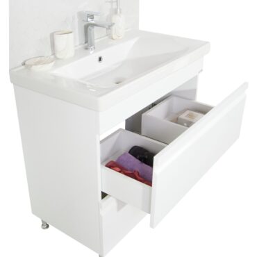 Set lavoar si masca cu sertare BR7861, 80x45x81 cm, alb