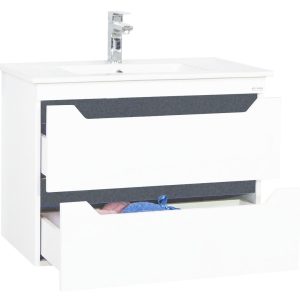 Set lavoar si masca cu sertare BR0561 70x46x50 cm, alb-antracit, montaj suspendat