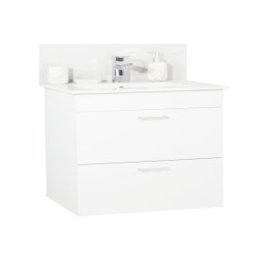 Set lavoar cu masca BR0672 80x46x52 cm alb, 2 sertare, montaj suspendat