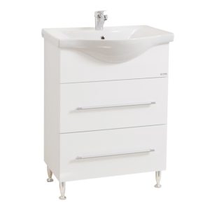 Set lavoar cu masca MDF alb BR1871 65x45x81 cm alb, 2 sertare, montaj pe pardoseala