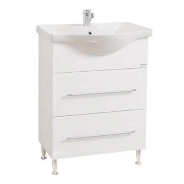 Set lavoar cu masca MDF alb BR1871 65x45x81 cm alb, 2 sertare, montaj pe pardoseala