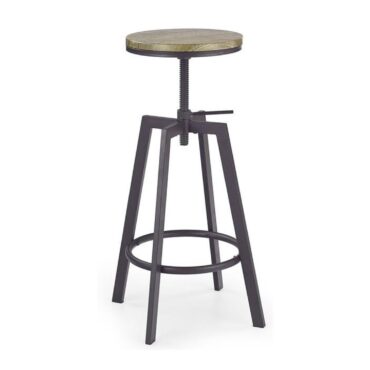 Scaun bar HM H64 din metal si MDF, inaltime ajustabila prin insurubare 63-80 cm, maxim 100 kg