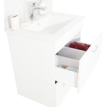 Set lavoar cu masca BR0673 60x46x52 cm alb, 2 sertare, montaj suspendat