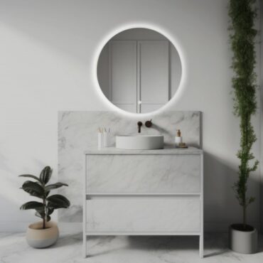 Descoperă Oglindă baie rotundă Star 60 cu iluminare LED, cu iluminare backlit, buton touch ON-OFF și funcție de dezaburire